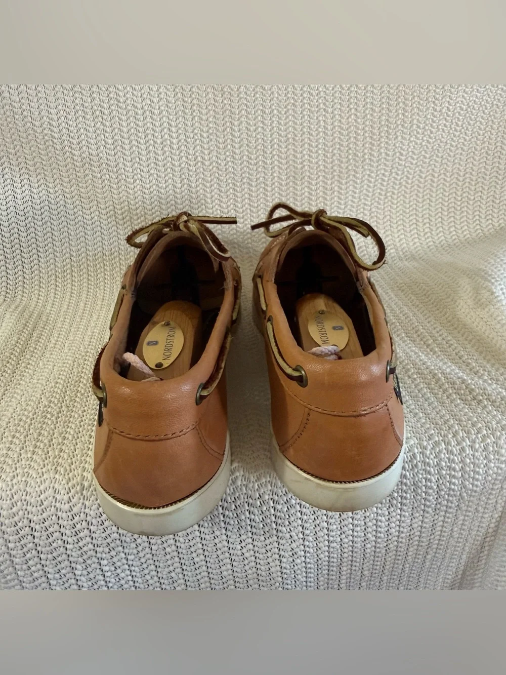 Bass Boaters Brown Leather Boat Shoes Men’s Size 7M Moc Toe Lace-Up